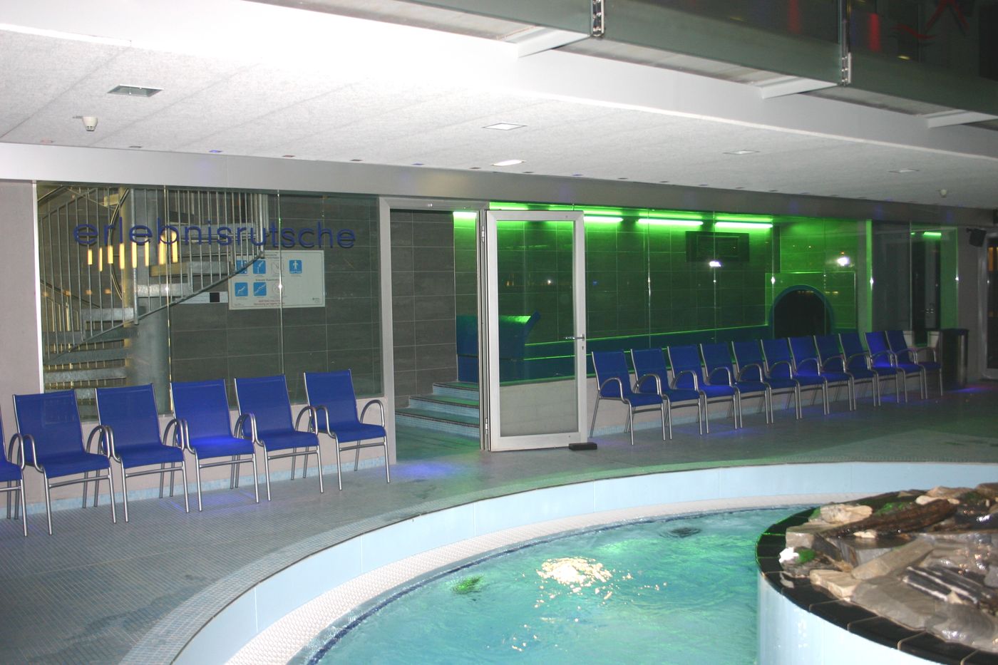 Treated interior glazing at the spa