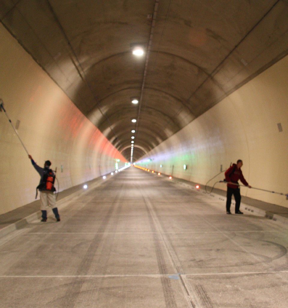 Treated tunnel walls