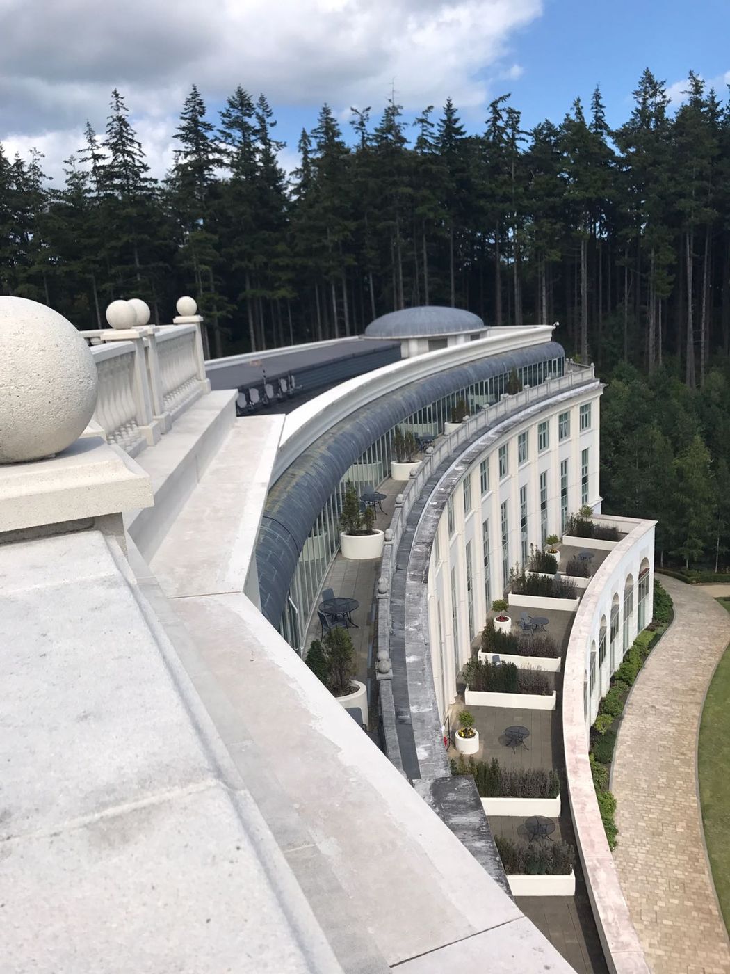 Treated balustrade and stonework