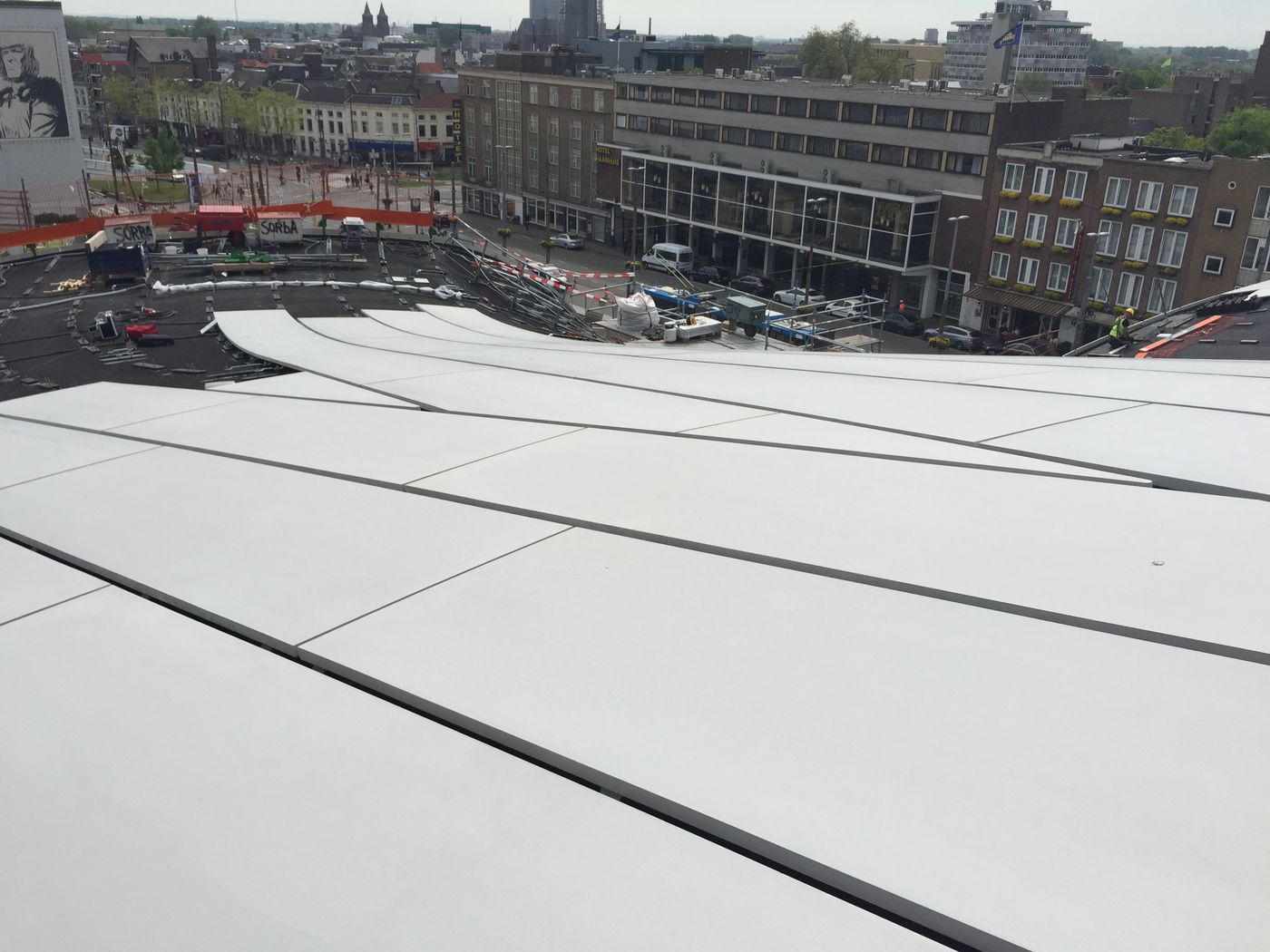 Roof surfaces above the city