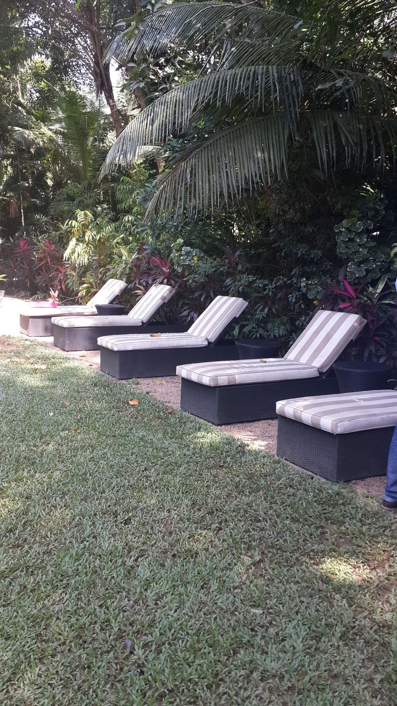 Loungers in the open pool area